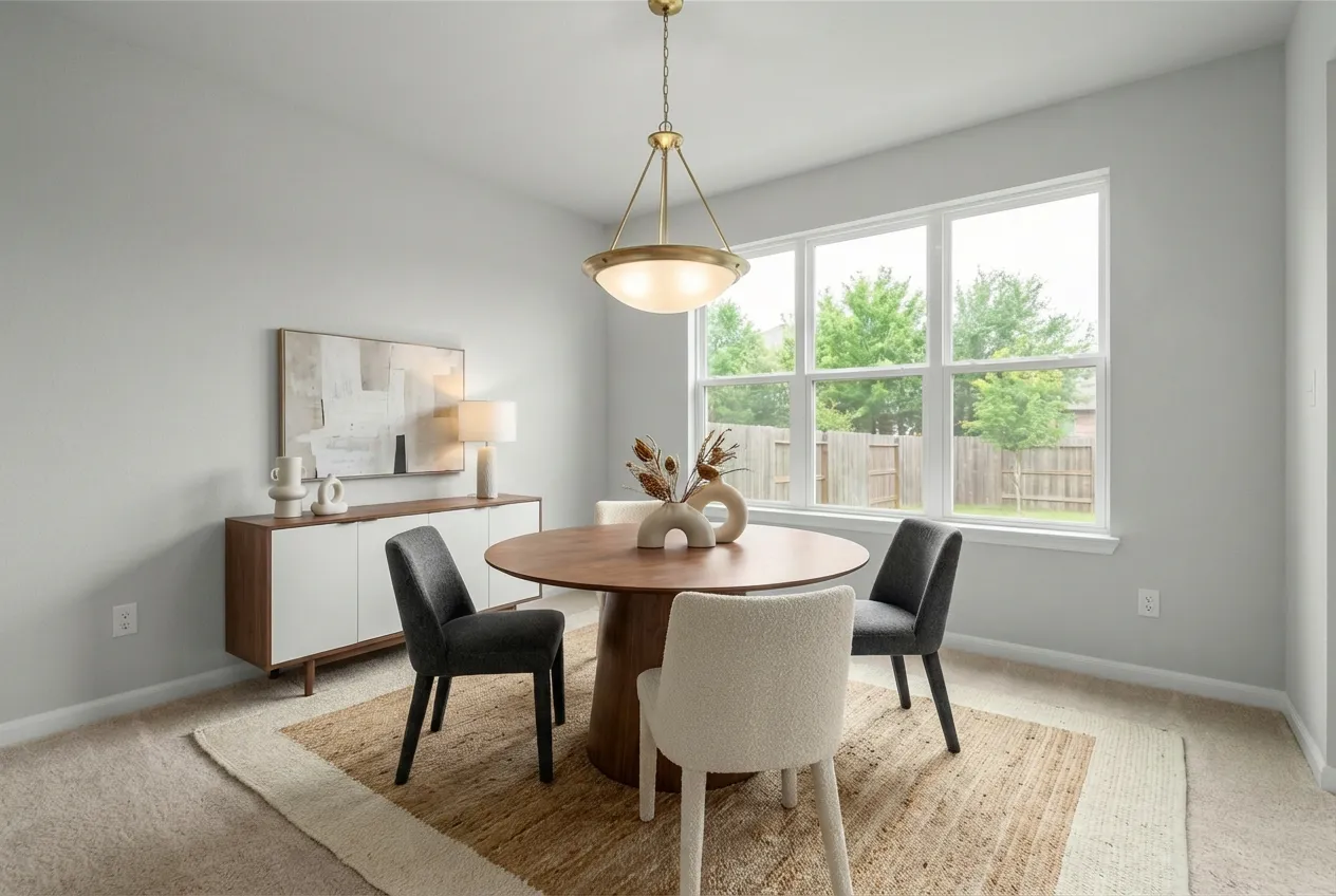 Virtually staged modern dining room by Desiome