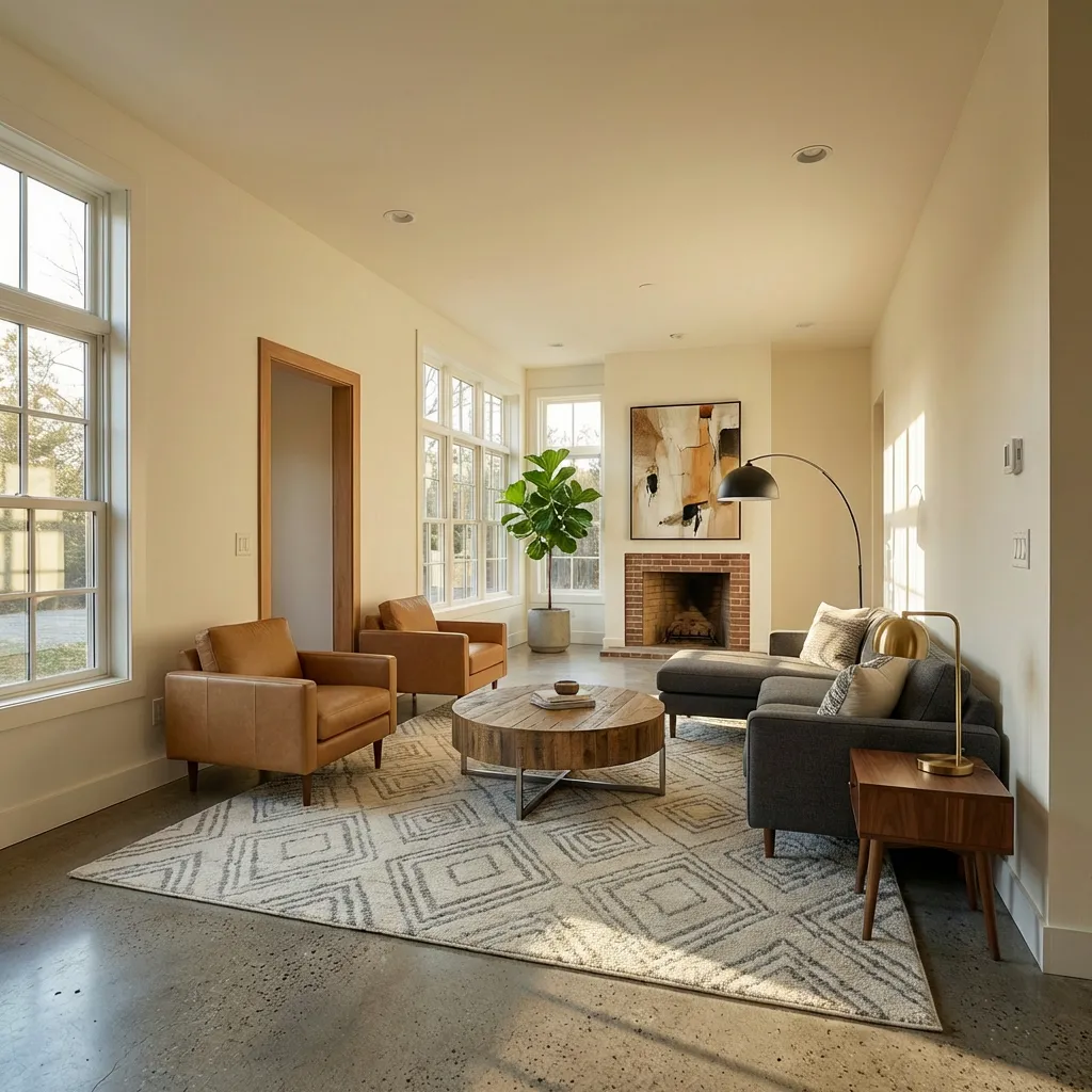 Virtually staged modern living room by Desiome