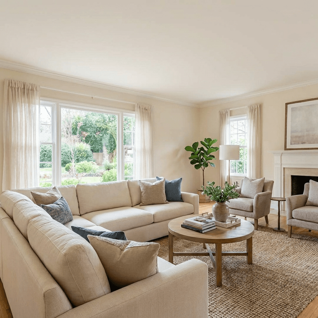 Virtually staged modern living room by Desiome