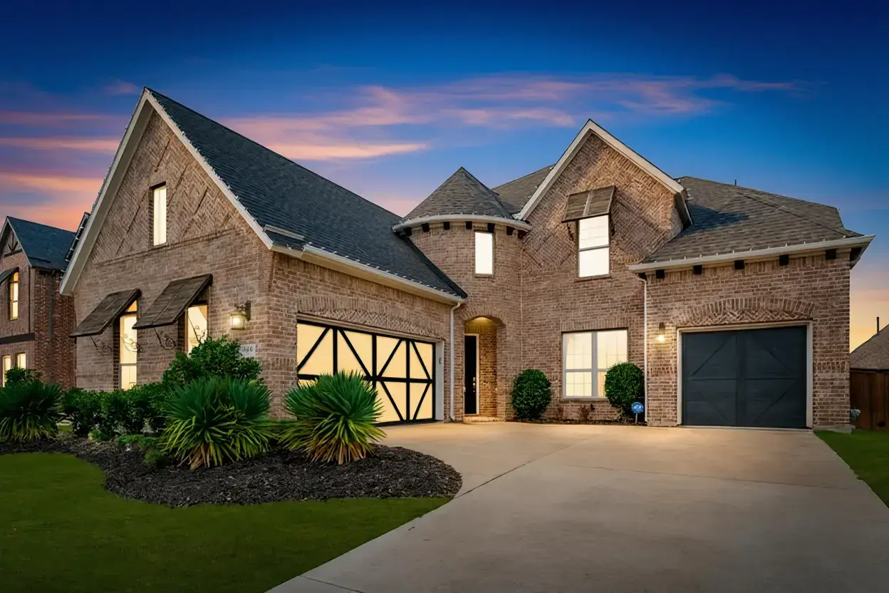 Outdoor property photo with twilight sky replacement by Desiome