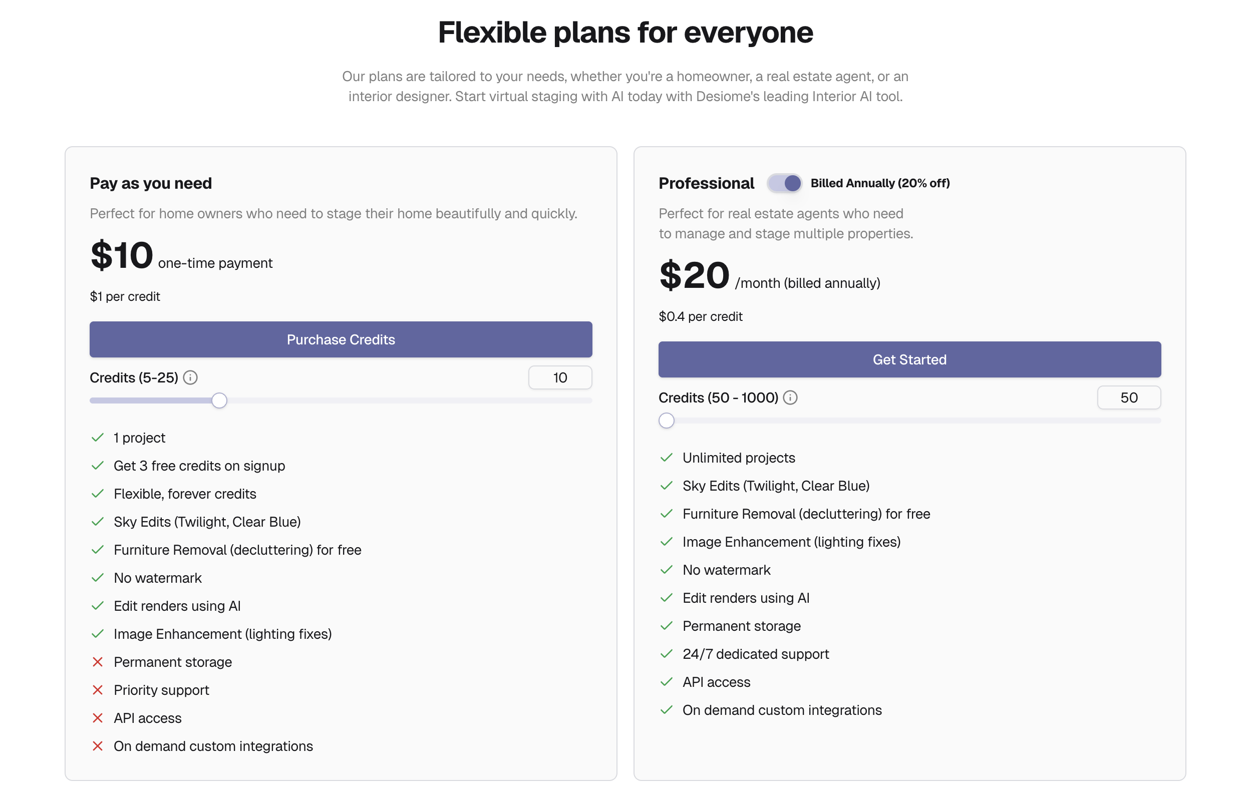 Desiome pricing image