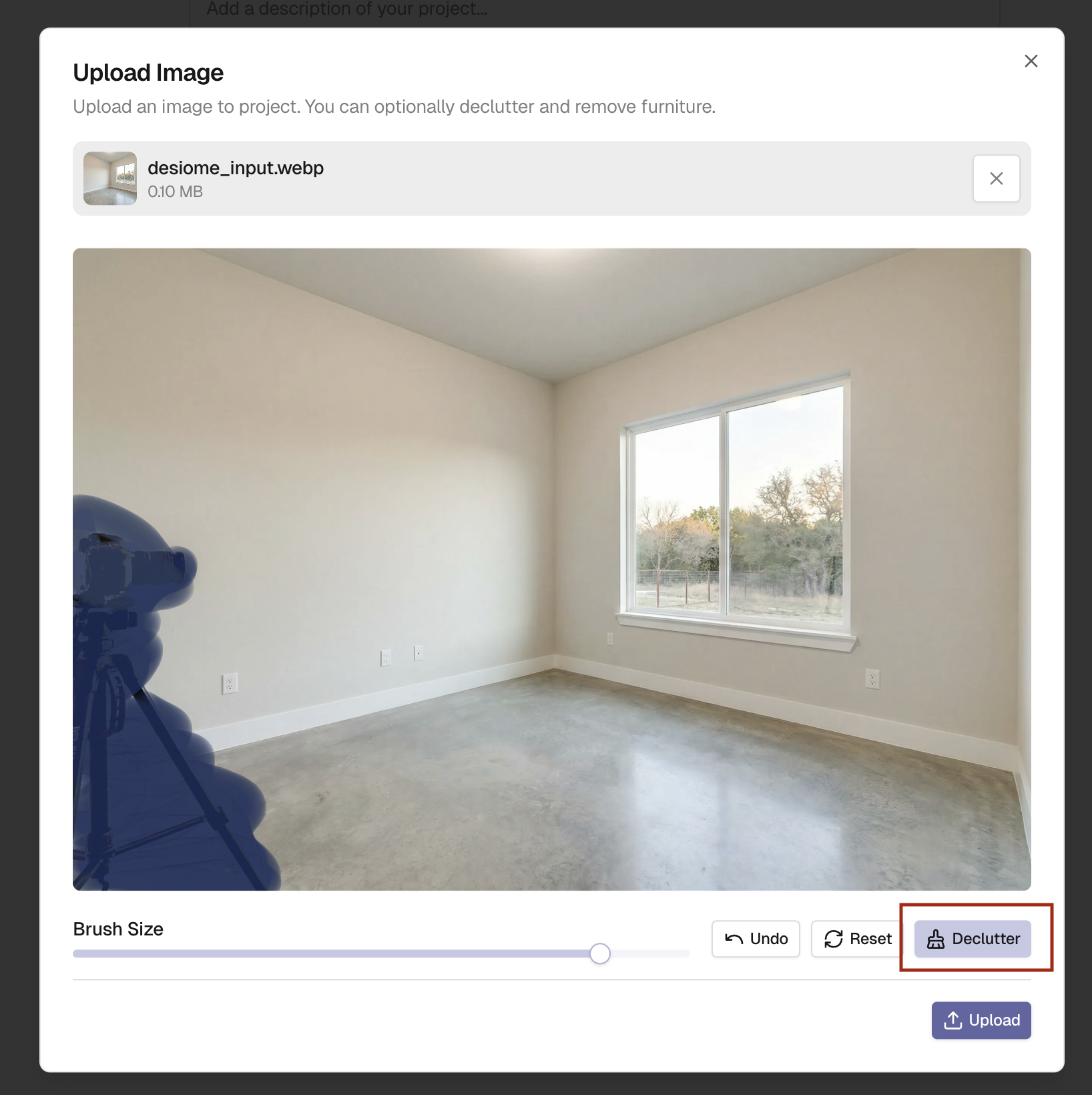 Declutter or furniture removal step